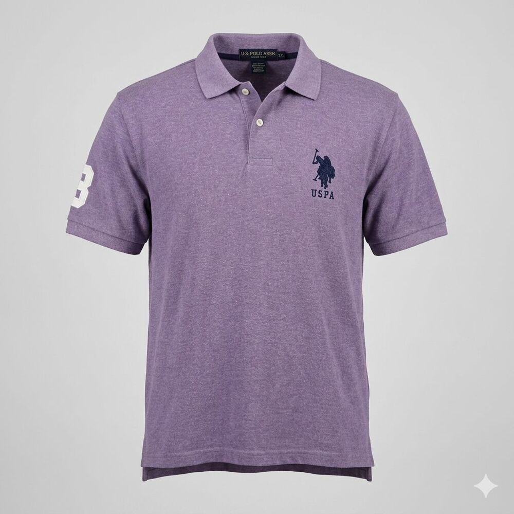 US Polo Assn Men's XXL Purple Heather Short Sleeve Polo Shirt Big Logo Graphic 3